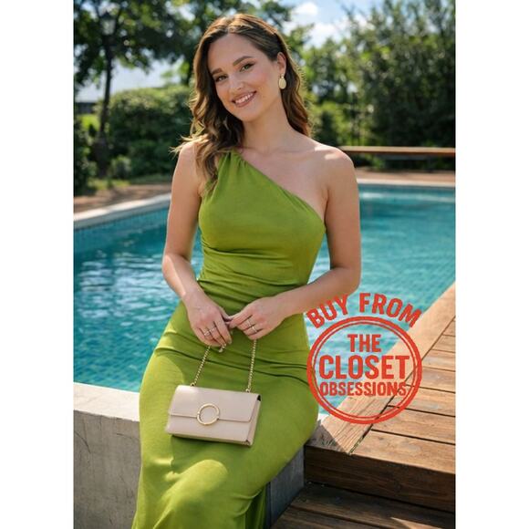 MANGO Twisted Strap Asymmetrical Green Midi Dress NWT - Picture 12 of 16